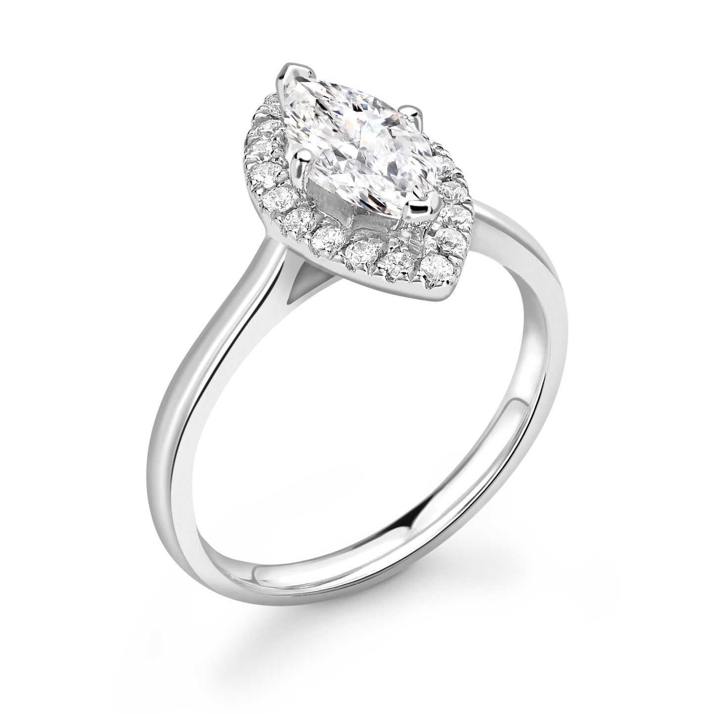 Marquise Halo Diamond ring in White Gold