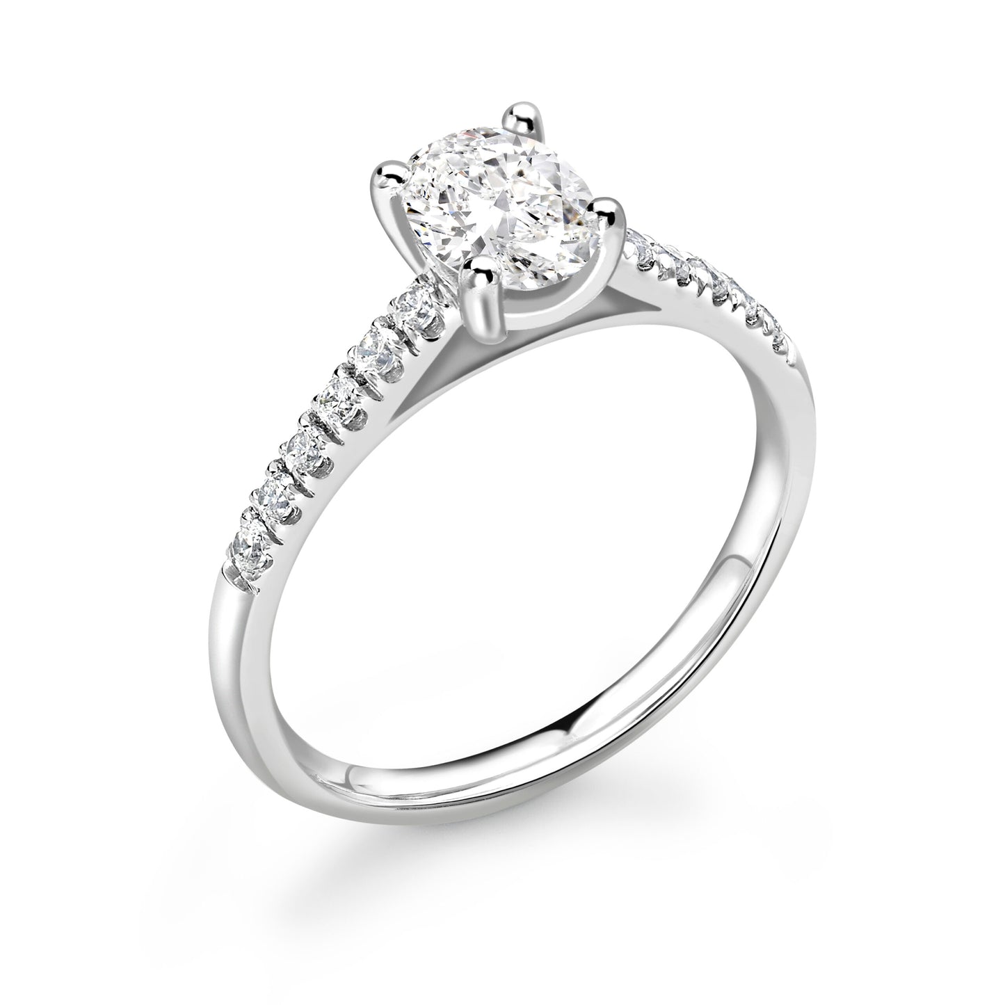 Oval Pave Diamond ring in White Gold
