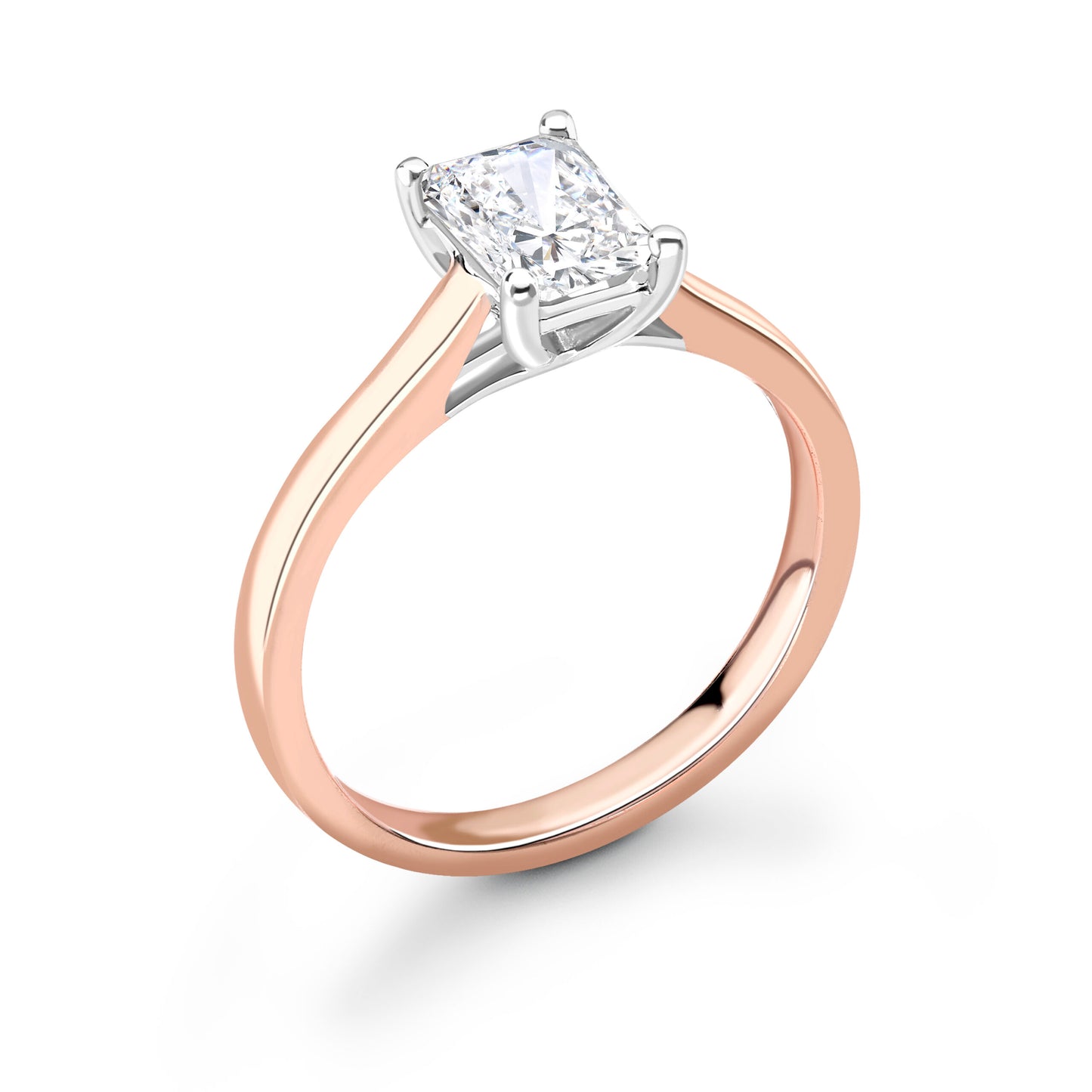 Emerald Solitaire Diamond ring in Rose Gold