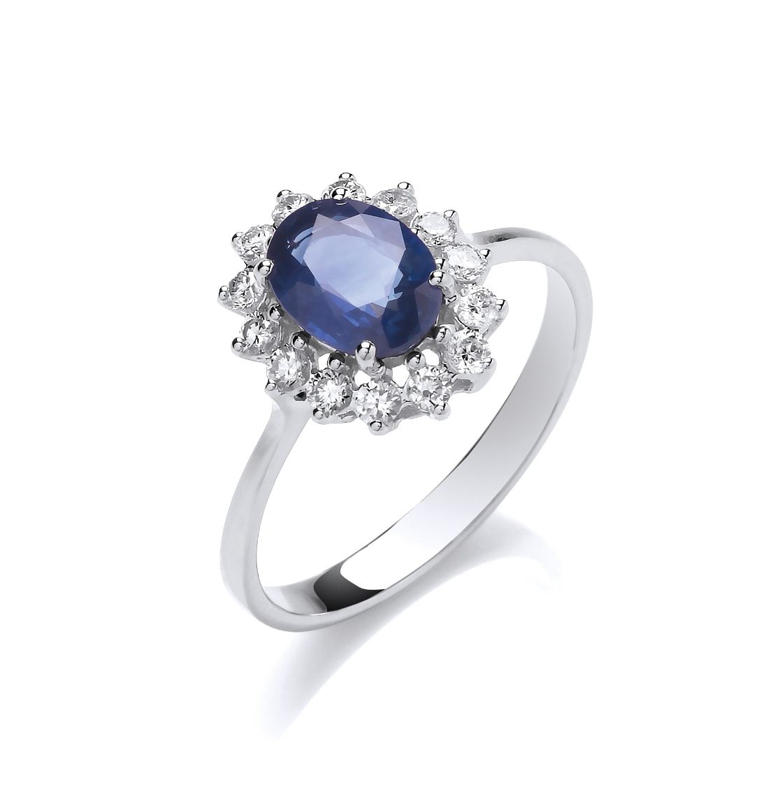 Diamond Halo Sapphire Ring