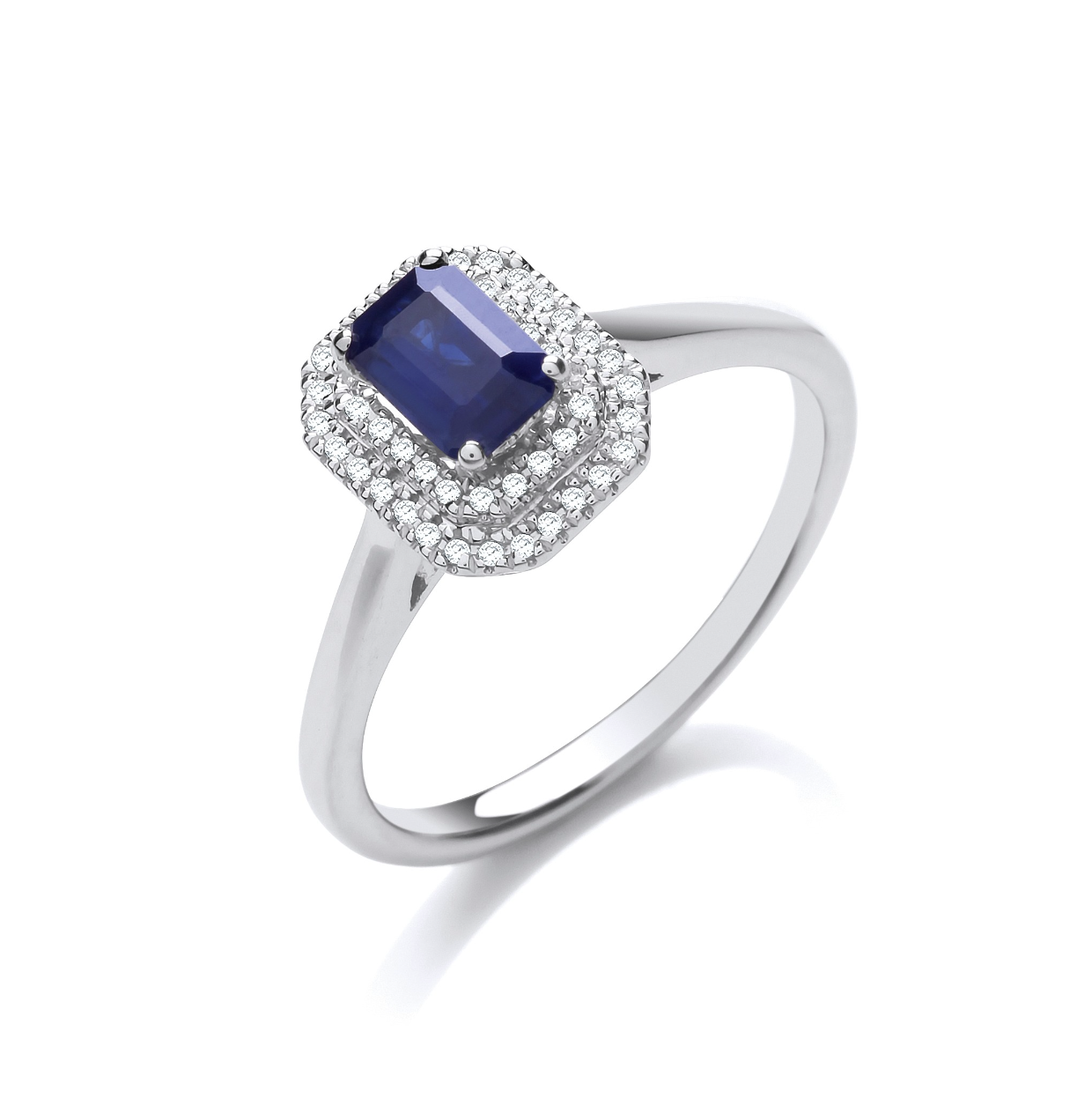 Diamond and Sapphire Halo Ring Sapphire