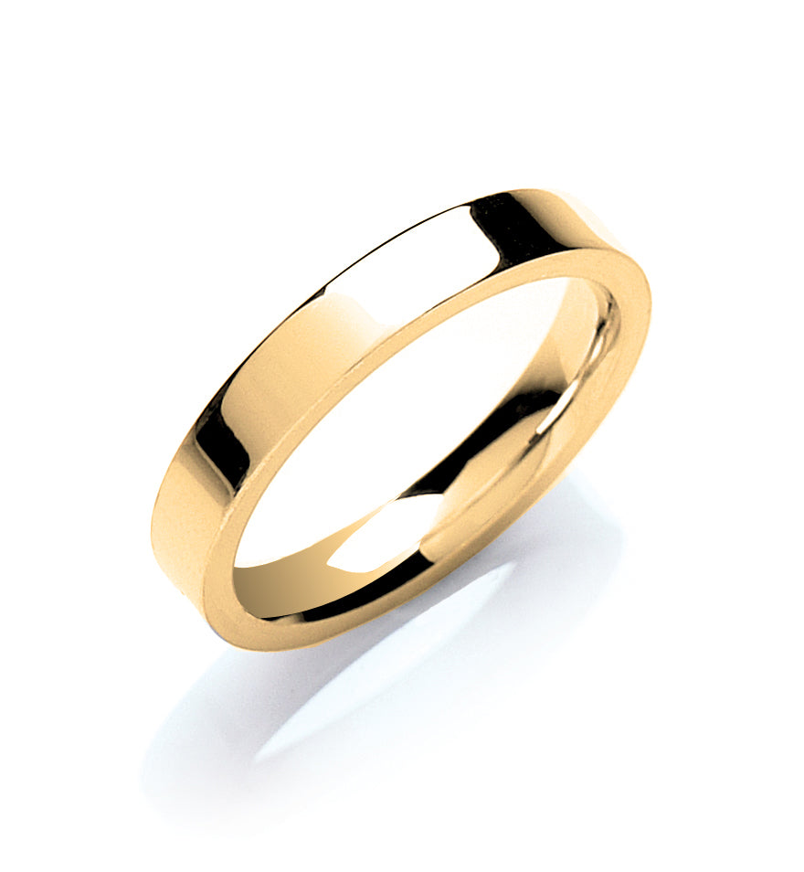Flat Court Wedding Ring Yellow Gold