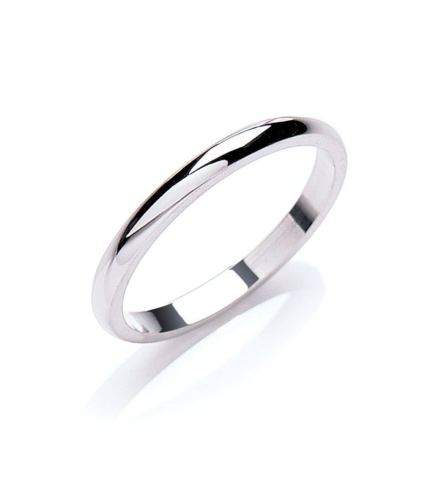 D-Shaped Wedding Ring White Gold