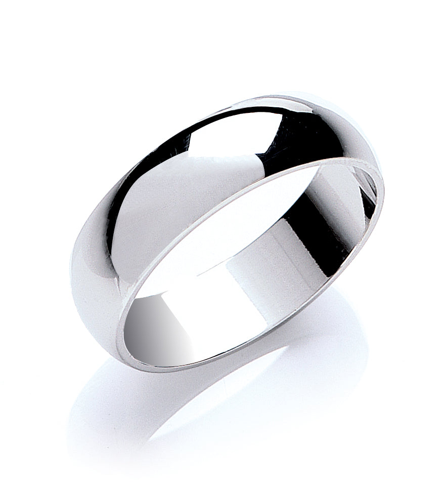 D-Shaped Wedding Ring White Gold