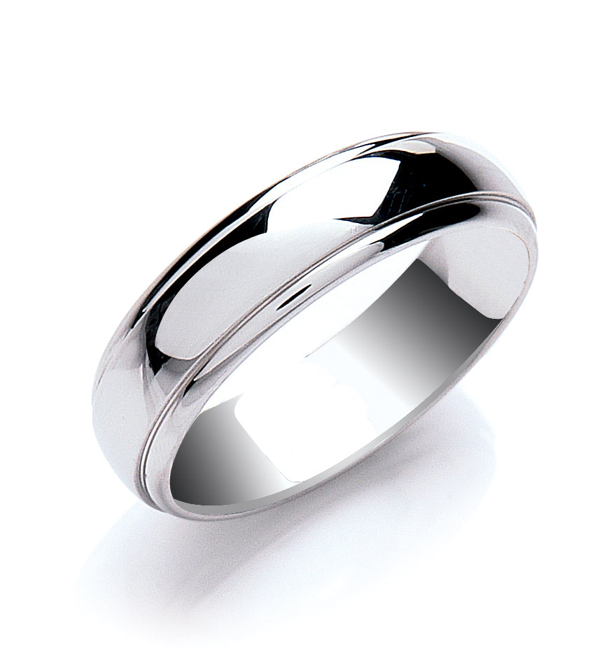 Court Track Edge Wedding Ring Platinum