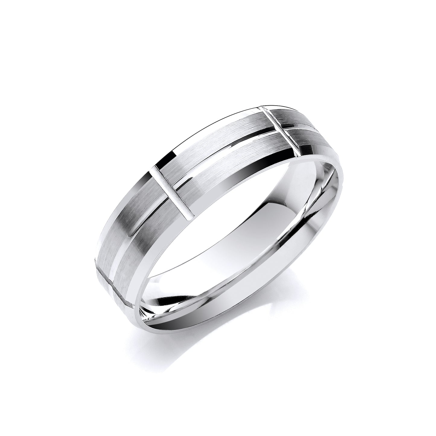 Matt Bevelled Edge Wedding Ring Platinum