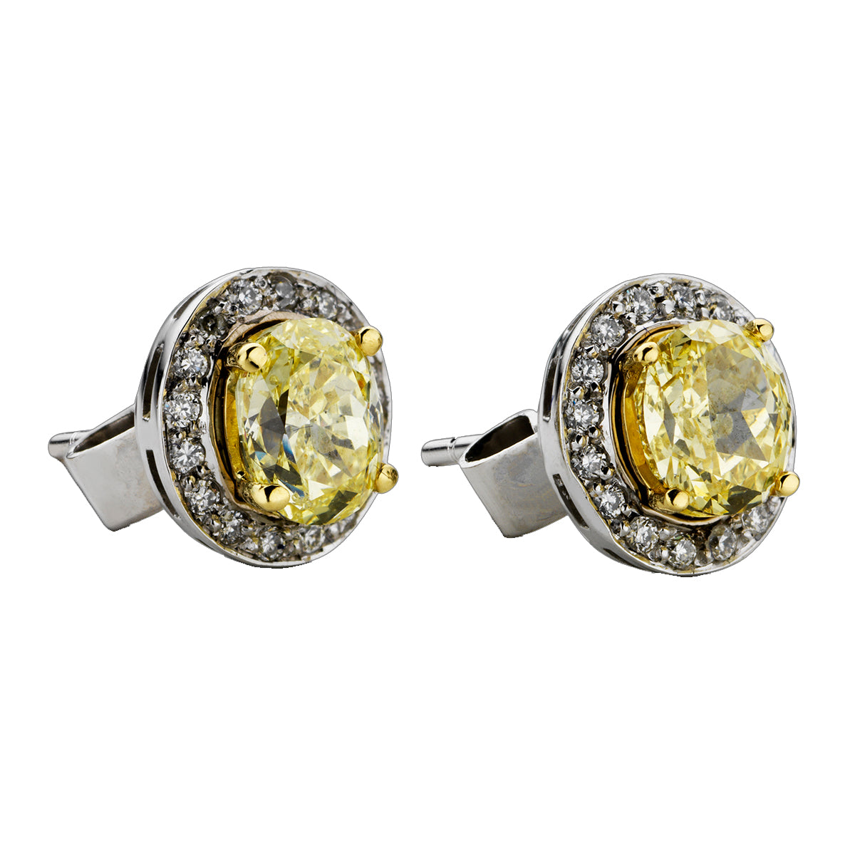 Oval Fancy Yellow Diamond Earrings
