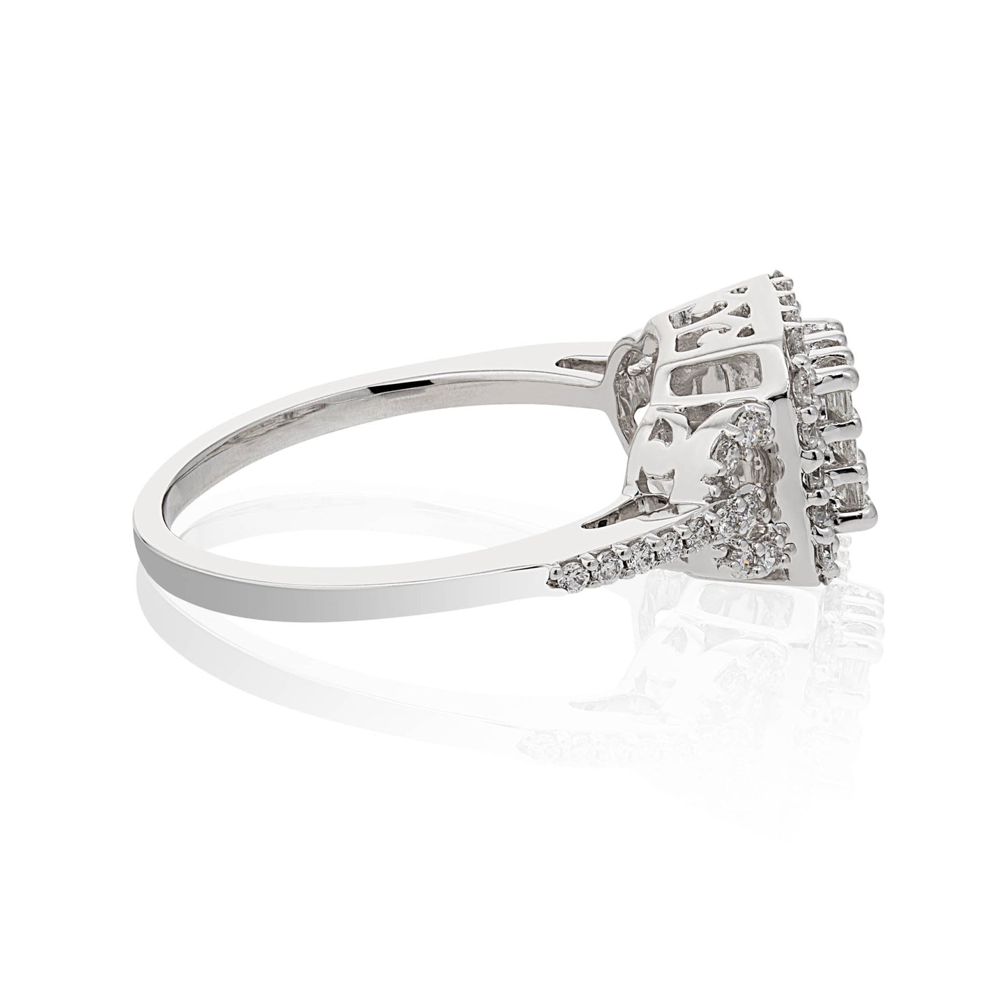 White Gold Square Halo Ring