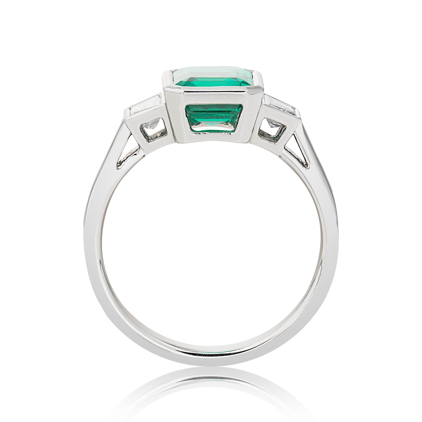 Emerald and Baguette Diamond Engagement Ring