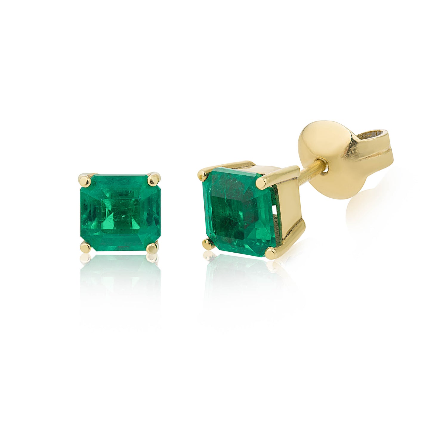 Faceted Colombian Emerald Studs