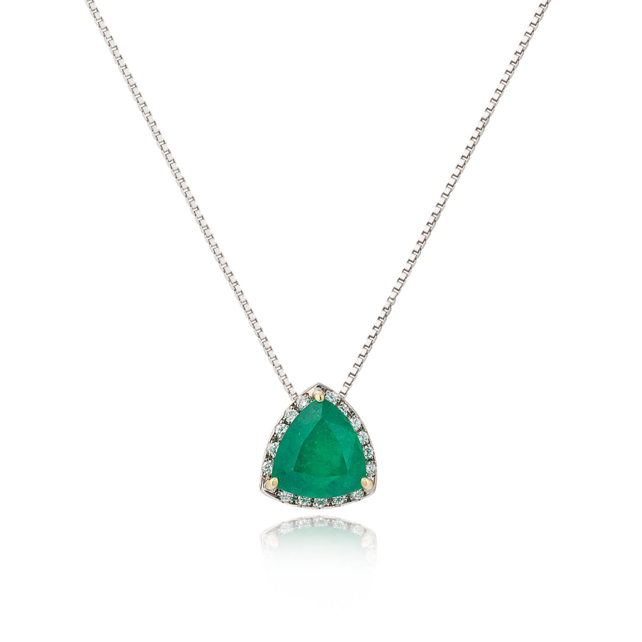 Trillion Cut Emerald and Diamond Necklace